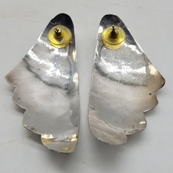 Stunning Hand Made Sterling Silver Statement Earrings Southwest Native Tribal - Picture 7 of 16